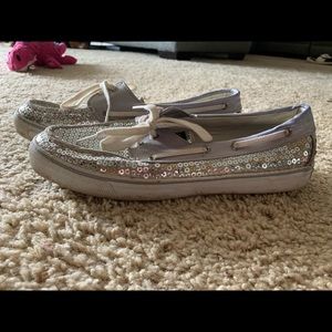 Silver sequin Sperrys